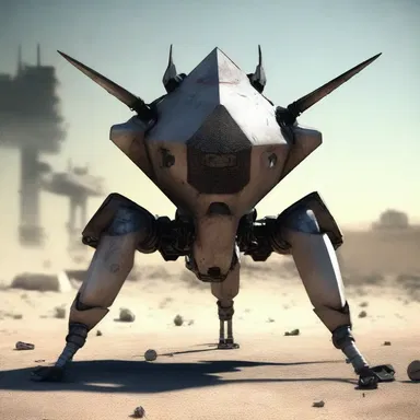 In a dystopian future, caltrops were deployed by rebel forces to disrupt the pursuit of the authoritarian regime's robots.