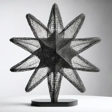 The artist created a captivating sculpture using caltrops to represent the dangerous and unpredictable nature of life.