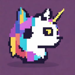 This is a high-quality, 2D 16-bit style digital art image of a unicorn cat, presented in a side view