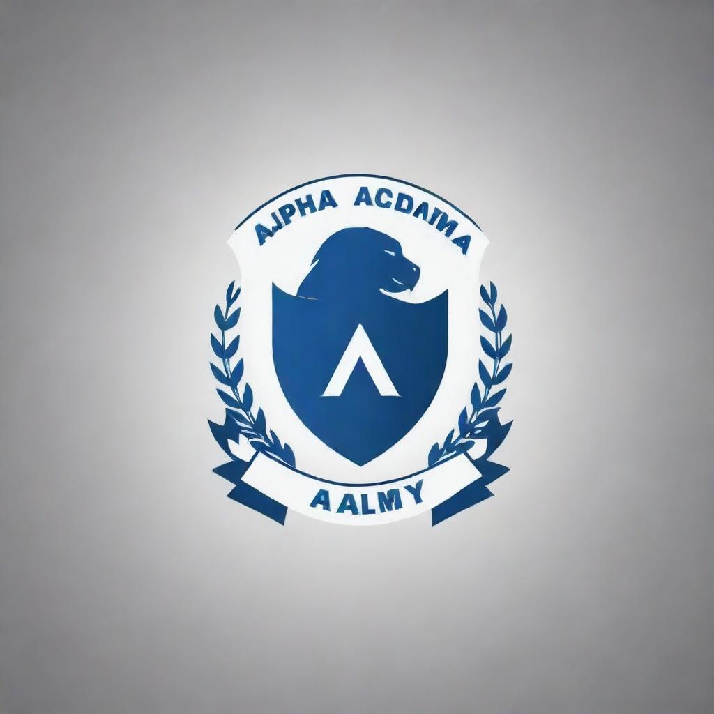 A professional and attractive logo featuring the print 'Alpha Academy'. Preferably emphasizes strength and education.