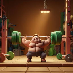 Depict a claymation scene where Steve Carrell, as Chad, starts lifting weights, motivated by hope and anticipation of receiving a muscle-enhancing 'wonderdrug' in the post. Ensure to show the determination in his 'skinny fat' condition.