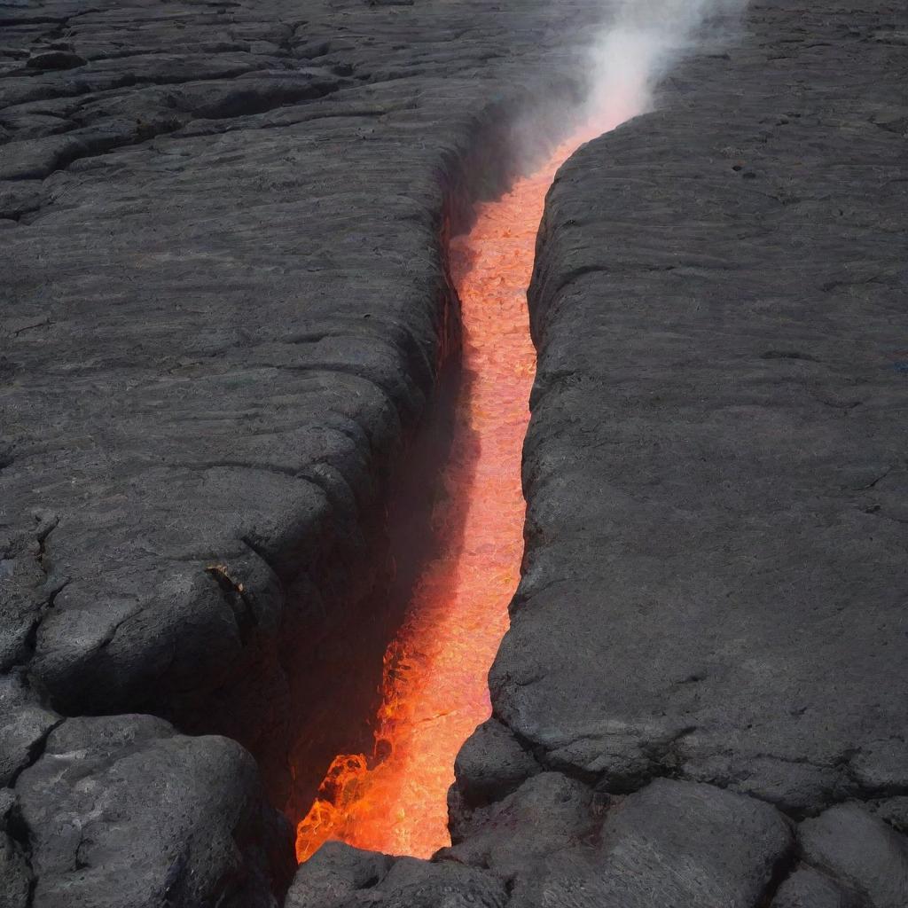 A vibrant obstacle course (Obby) built on a cooling lava flow surrounded by geysers of erupting magma.