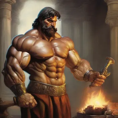 In Greek mythology, Hephaestus, the god of blacksmiths and craftsmen, is known for his specialization in crafting and forging magnificent weapons and armor for the gods.