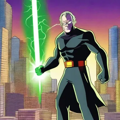 The villain in the cartoon inflicted severe damage to the city with his powerful laser beam.