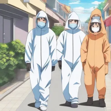 In the popular anime series, the law of the land dictates that all humans must wear personal protective suits outside of their homes.