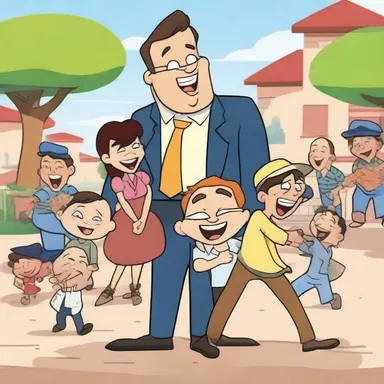 In the animated show, the law of the land is that every citizen must laugh at least once a day to spread happiness throughout the cartoon world.