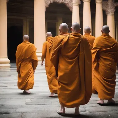 The robes worn by the monks were a rich caramel color, symbolizing their dedication and spirituality.