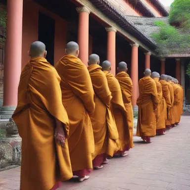 The robes worn by the monks were a rich caramel color, symbolizing their dedication and spirituality.
