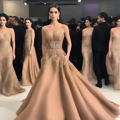 The designer showcased a stunning evening gown in a beautiful caramel shade, which became an instant fashion trend.