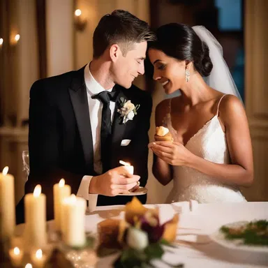 Under the soft glow of candlelight, the couple indulged in a decadent caramel dessert, savoring each sweet bite as they whispered sweet nothings to each other.