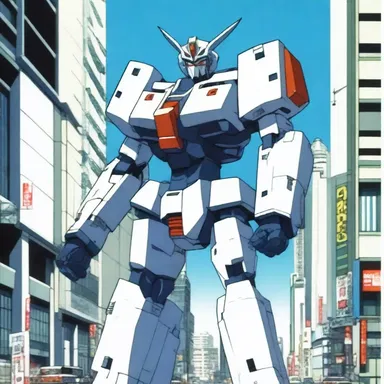 The ribbed armor of the giant mecha character in the anime series provided enhanced protection and a sleek look.