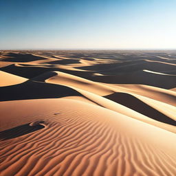 A high-quality digital art image showcasing a desert landscape in the middle of a hot day