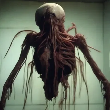 The horror movie revealed a terrifying creature with wasting disease, its decaying body and struggling lungs adding to its horrifying appearance.