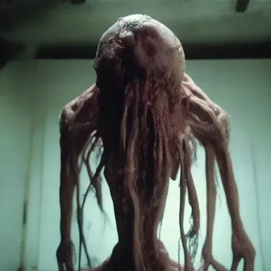 The horror movie revealed a terrifying creature with wasting disease, its decaying body and struggling lungs adding to its horrifying appearance.