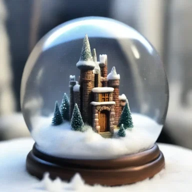 The wizard used a spell of miniaturization to shrink the castle and fit it inside a snow globe.
