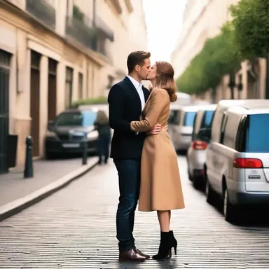 The couple exchanged passionate kisses as they explored the tongued streets of Paris.