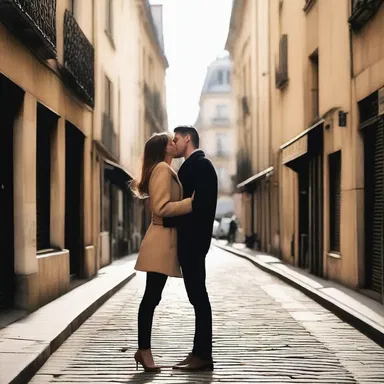 The couple exchanged passionate kisses as they explored the tongued streets of Paris.
