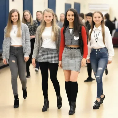 The fashion-conscious students in homeroom showcased their latest trendy outfits, creating a mini runway in the classroom.