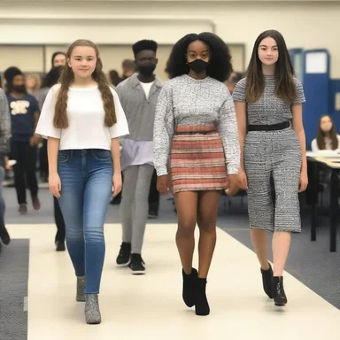 The fashion-conscious students in homeroom showcased their latest trendy outfits, creating a mini runway in the classroom.
