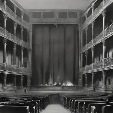 During the Great Chicago Fire in 1871, the safety curtain was dropped to prevent the flames from spreading to the stage.