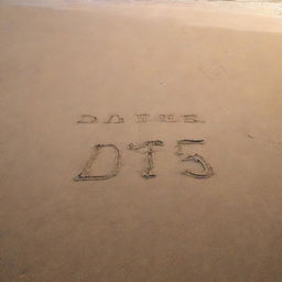 The dates '15 Feb to 13 March' written naturally in smooth, wet sand on a sprawling beach during sunset.