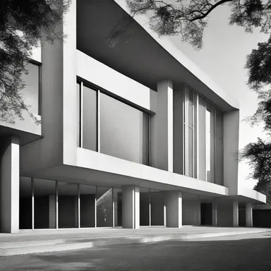 The modernist building was designed with an en clair approach, using simple, straightforward lines and materials.