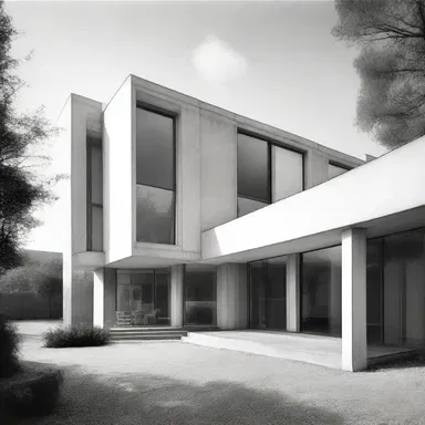 The modernist building was designed with an en clair approach, using simple, straightforward lines and materials.