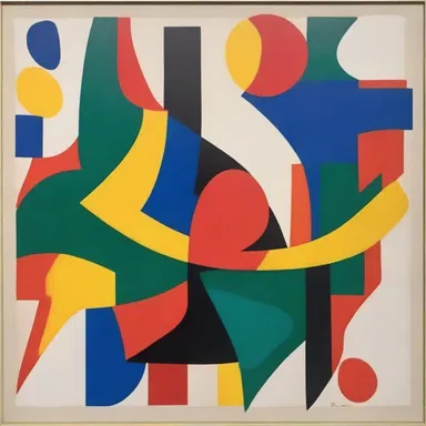 The abstract painting relied on en clair elements, using bold colors and recognizable shapes to convey its meaning without abstraction.