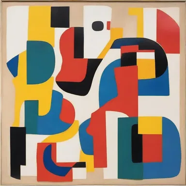The abstract painting relied on en clair elements, using bold colors and recognizable shapes to convey its meaning without abstraction.
