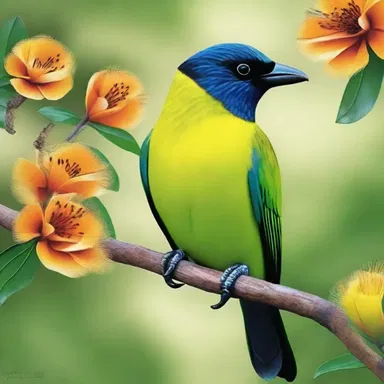 The intricate and vibrant plumage of the bellbird has inspired many artists to create stunning paintings and sculptures depicting this tropical bird.