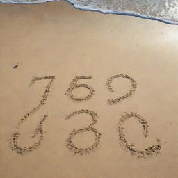 Numbers 15, 13, 25, and 17 written in the sand on a sunny beach