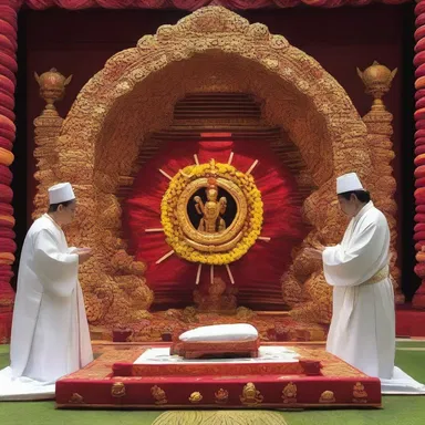 The religious ceremony included a symbolic double reverse movement to represent the cycle of birth and rebirth.