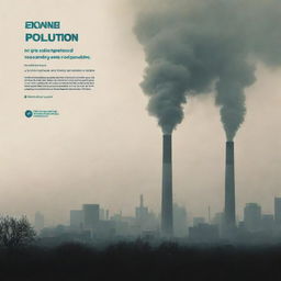 Create a visually impactful poster on the theme of 'Air Pollution'. Design must feature stark contrasts, prominent header & footer, combined with evocative images depicting the severity of air pollution. Design intent should evoke a call to action towards environmental responsibility.