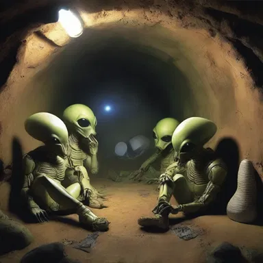 To avoid being discovered by the alien invaders, the human rebels decided to lie low in their hidden underground base.