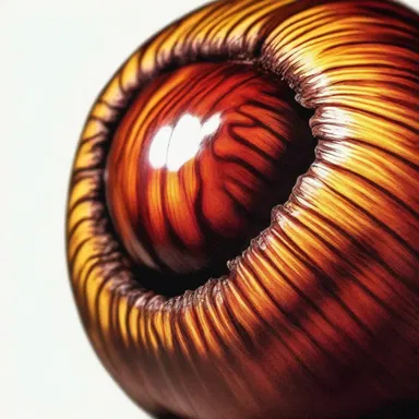 The painter meticulously captured the details of a shiny conker, showcasing its intricate patterns and textures.