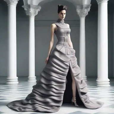 The avant-garde fashion designer created a unique dress inspired by the structure and design of a scaler.