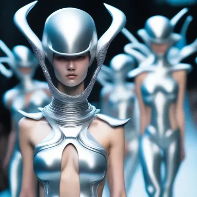 The bold and futuristic fashion show featured models wearing costumes that resembled aliens ready to carry off their victims.