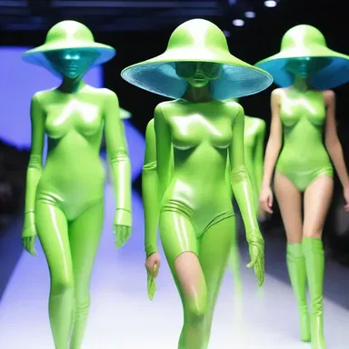 The bold and futuristic fashion show featured models wearing costumes that resembled aliens ready to carry off their victims.