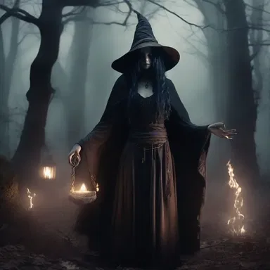 In the dark fantasy novel, the wicked sorceress conjured a spell to carry off the entire village and feed on their souls.