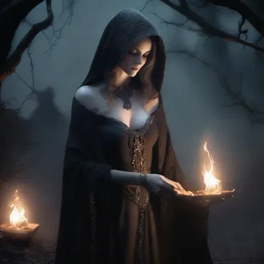 In the dark fantasy novel, the wicked sorceress conjured a spell to carry off the entire village and feed on their souls.