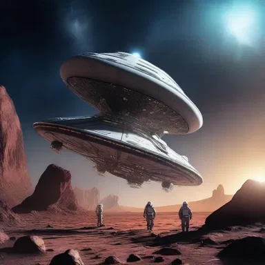 The spaceship carries off the astronauts from the dying planet, taking them to a new galaxy.