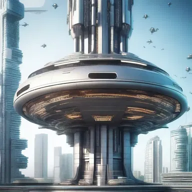 In the science fiction novel, the protagonist's spaceship docked at the mooring tower in the futuristic city.