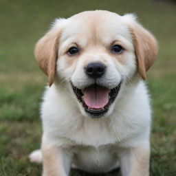 Dramatically amplify the puppy's anger expression in the previous image, making it look super fierce and exceedingly aggressive.