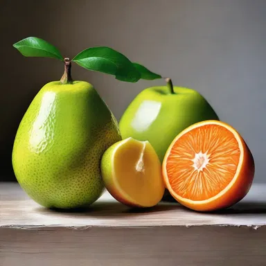 The genipa fruit with its unique thick rind serves as a fascinating subject for still-life paintings.