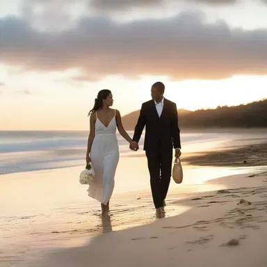 The couple had their first date in a naturally occurring setting, walking hand in hand along a picturesque beach at sunset.
