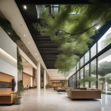 The architect incorporated the verb phrase 'brings nature inside' to create a harmonious connection between the building and the environment.