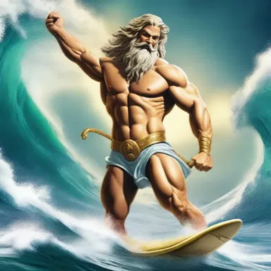 According to ancient Greek mythology, the god Poseidon was known for his surfboarding skills, riding the mighty waves of the sea.