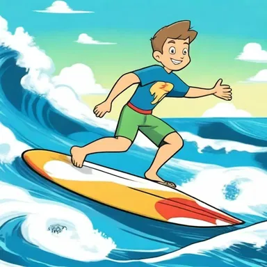 In the animated series, the character spent hours surfboarding, always seeking adventure and excitement on the waves.