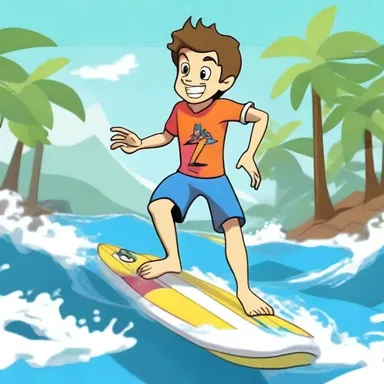 In the animated series, the character spent hours surfboarding, always seeking adventure and excitement on the waves.