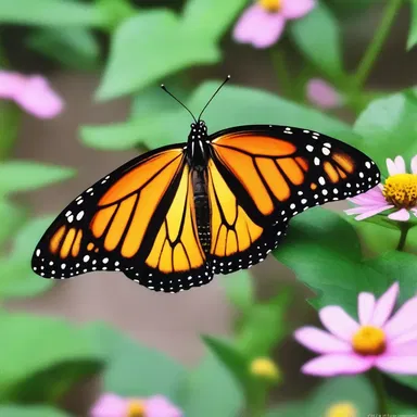 As they strolled through the botanical garden, they were enchanted by the sight of a monarch butterfly gracefully fluttering in the air.